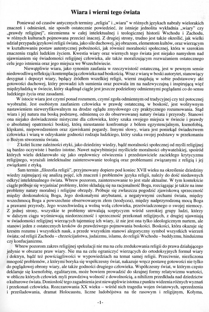 Tekst do WIARY i WIERNI TEGO ŚWIATA -Strona 1,po polsku